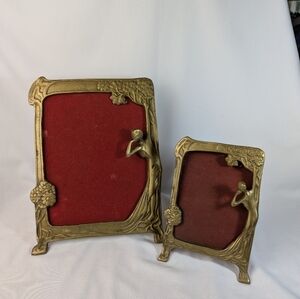 Vintage art Nueva brass picture frames 8x10 and 5x7